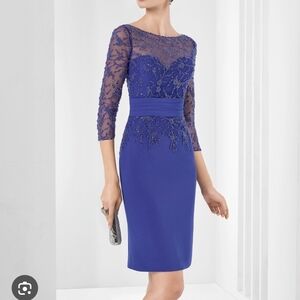 Rosa Clara Beaded Cocktail Dress Blue Size 2